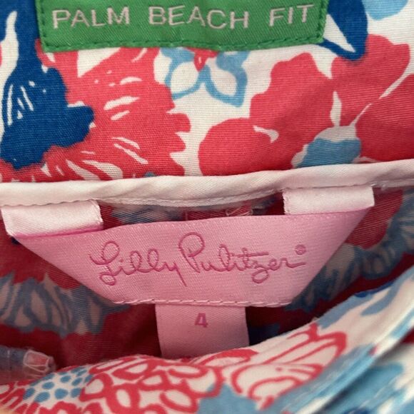 Lilly Pulitzer Bailey Floral Palm Beach Fit Crop Capri Pants Size 4 Shell Yeah - Picture 3 of 10